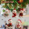 Christmas 2D Acrylic Animal Pendants Xmas Tree Bichon Frise Drop Ornaments Decorations Christmas Eve Hangings Navidad Supplies