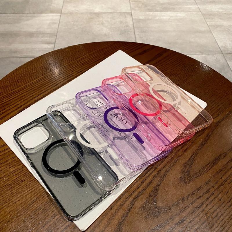 Роскошный блестящий магнитный чехол для Magsafe с беспроводной зарядкой для iPhone 15 14 Plus 13 12 11 Pro Max, прозрачный жесткий акриловый чехол