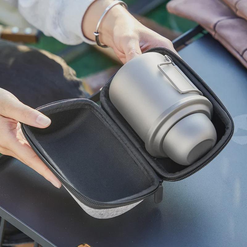 Portable Pure Titanium Tea Set - High-End Travel Teapot with Quick Cup and Water Separation for Camping