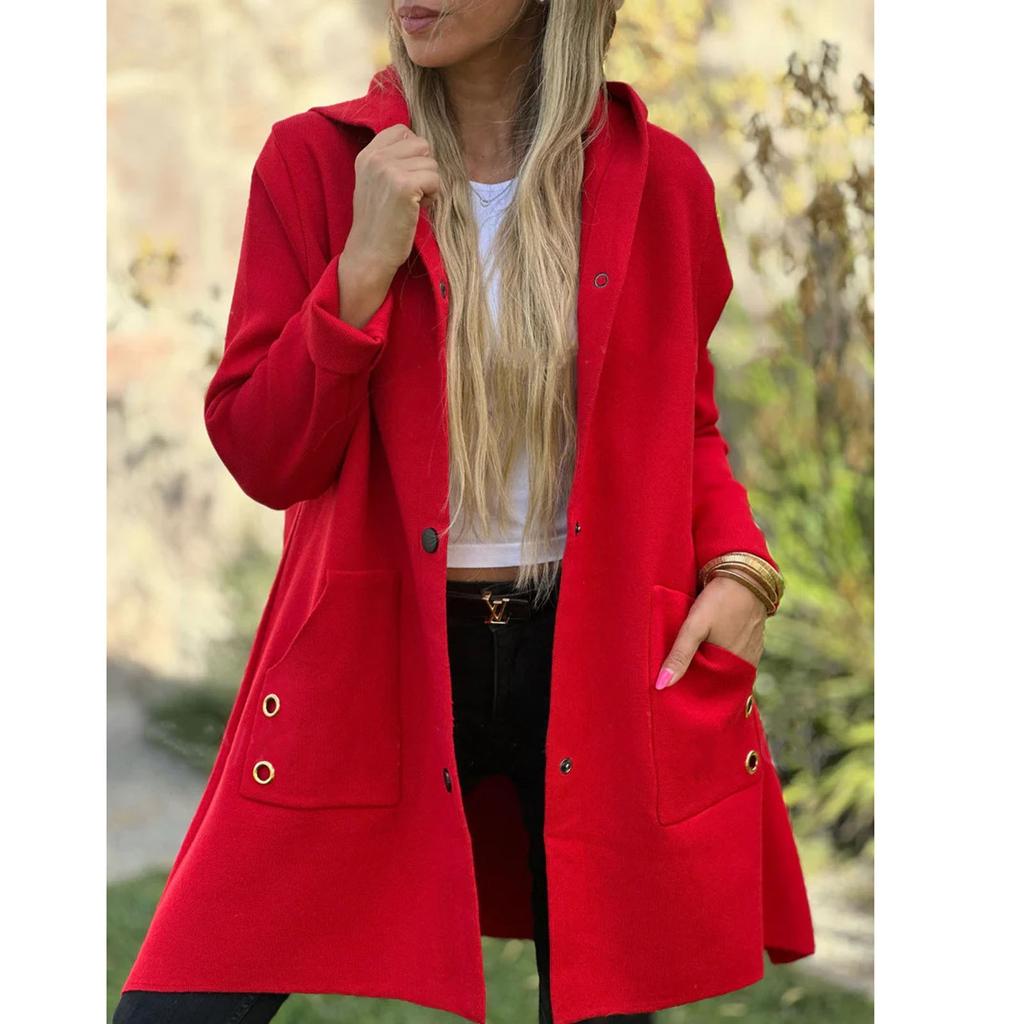 Женская свободная повседневная однобортная куртка с капюшоном, шерстяное пальто, пальто