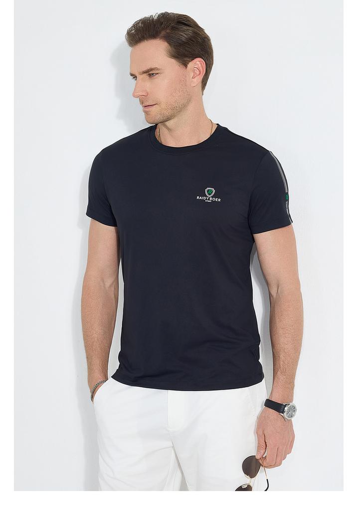 Male 2025 Summer Outdoor Sports Offset Short Sleeve T-shirt with Antibacterial Properties
