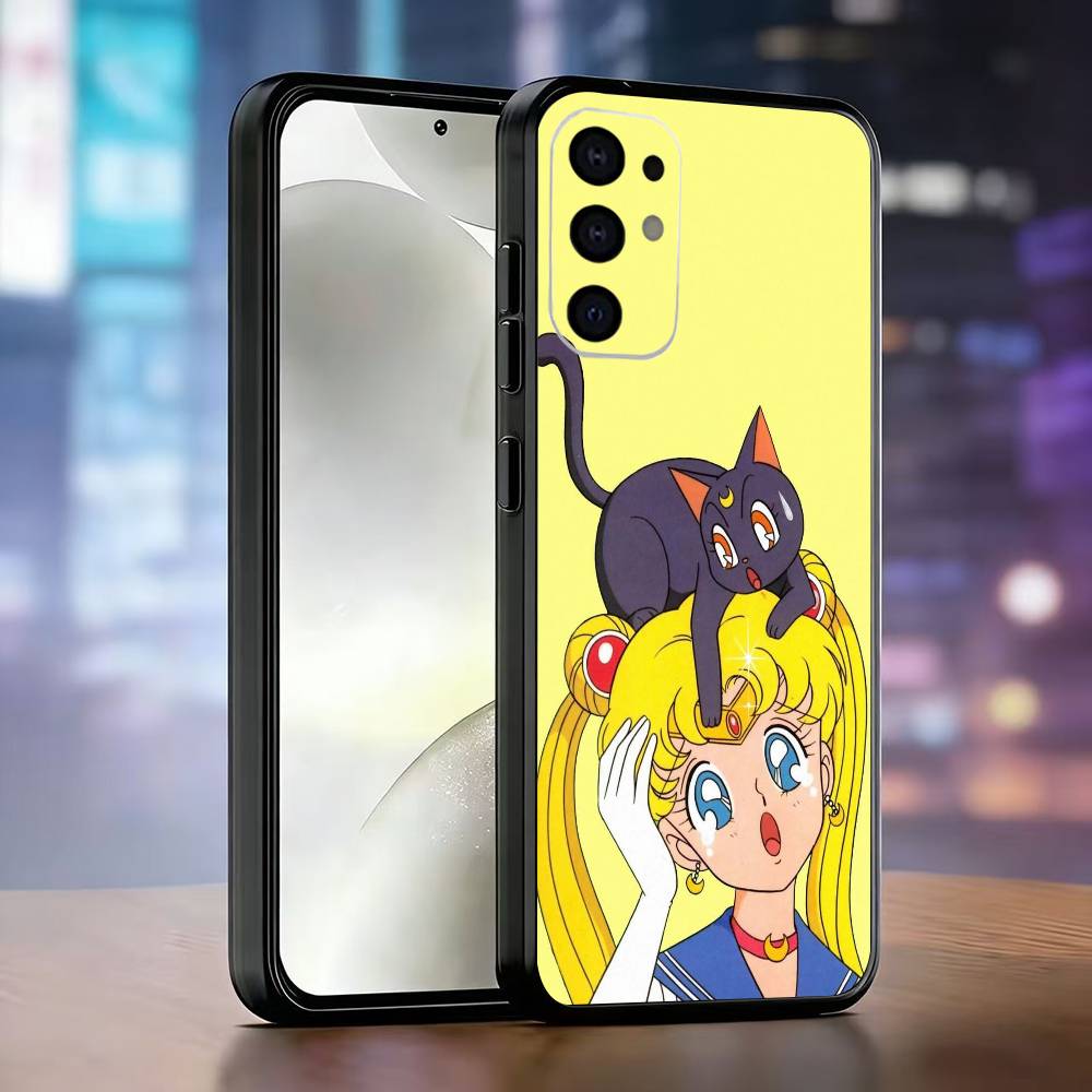Мультяшный чехол для телефона S-Sailor M-Moons для Samsung S25,S24,S21,S22,S23,S30,Ultra,S20,Plus,Fe, Мягкий силиконовый черный чехол