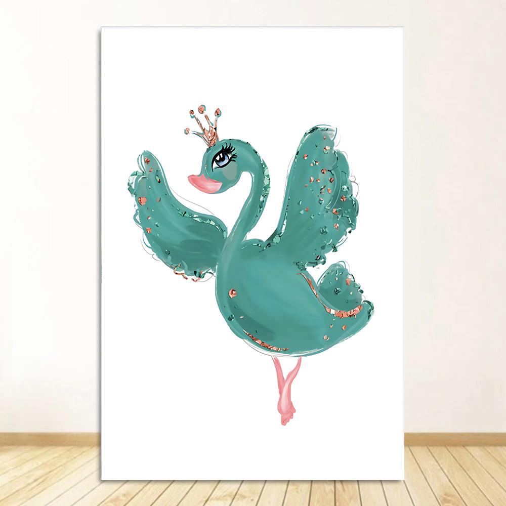 Маленькая принцесса балерина холст плакат розовый лебедь принт живопись детская настенная живопись плакаты балетная девушка картина декор детской комнаты