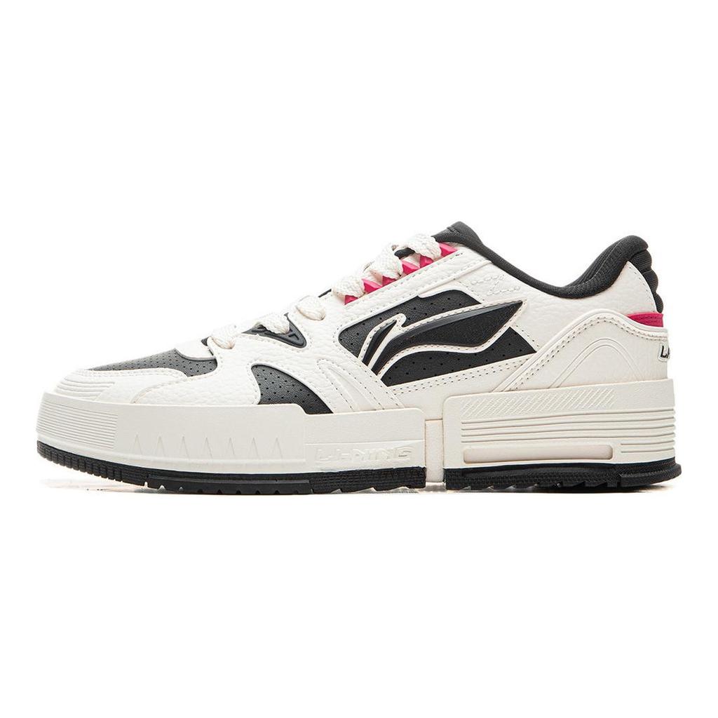 Li Ning Скользкие Подушка Износостойкие Низкие Кеды для Скейтборда Женские Белый Черный AGCU368-2