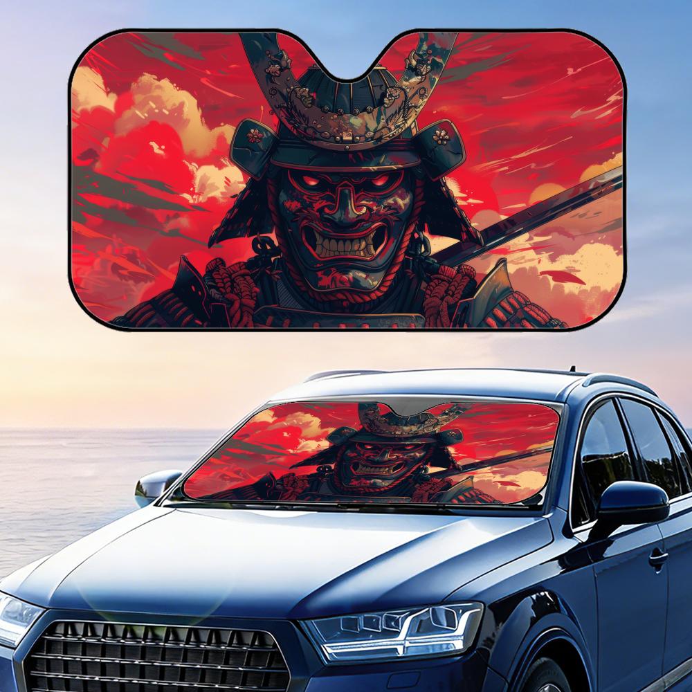 Samurai Fury Design Sun Visor Foldable Universal Car Windshield Sun Shade UV Protection Heat Insulation Foldable Cover