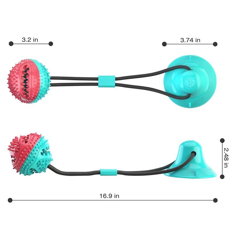 Dog Chew Rope Ball Toy For Medium Large Dogs Slow Feeder Tooth Cleaning Built-in Bell Suction Cup Toys Labrador Pet Supplies