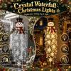 Christmas Gift for Friends Crystal Waterfall Lights, LED Warm White Snowman Pendant Decorative Pine Branch Pendants Light with Snowflake Droplets,