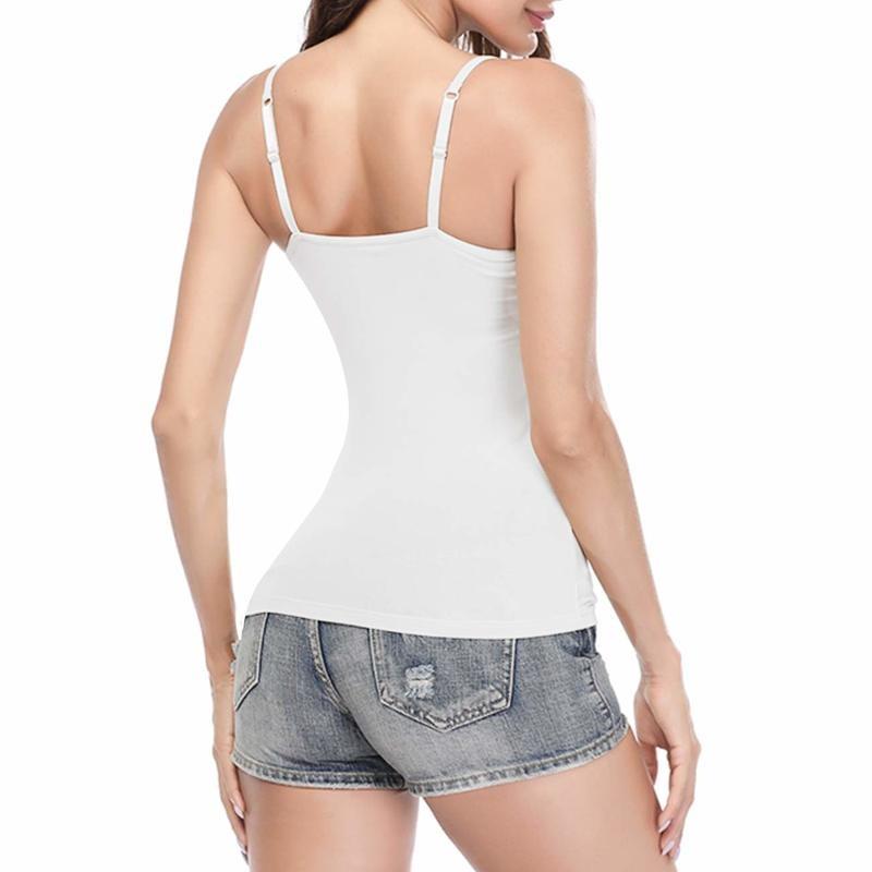 Summer Sleeveless Padded Shirt Women Camisoles Tops with Built In Bra Spaghetti Strap Basic Tank Top EMA