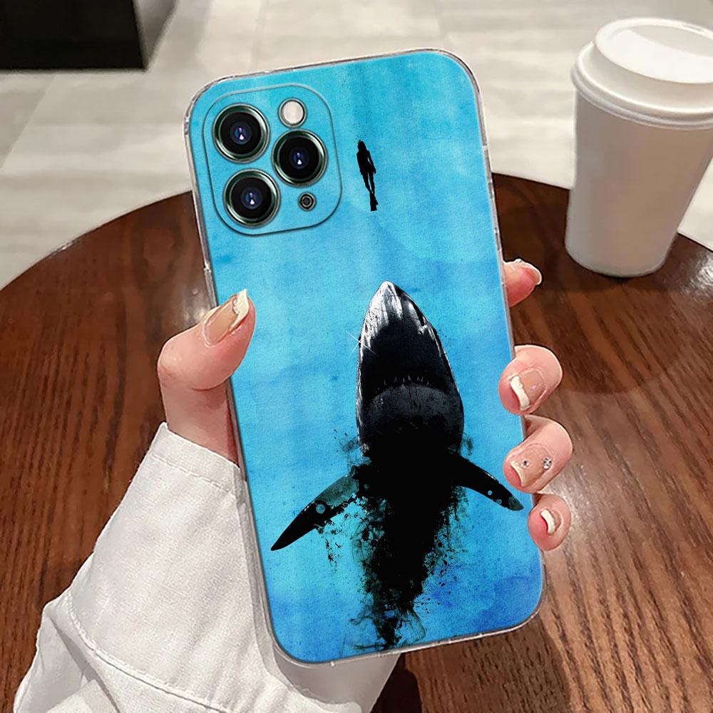 Ocean Whale Shark Animal Case For Apple iPhone 18 17 16 15 14 13 12 11 Pro Max 16 Plus 16E 17Air 17Pro Phone Cover Silicone Funda