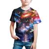 Летний комплект футболок с короткими рукавами и принтом «Звездное небо» для мальчиков и девочек, облегающая футболка с низом