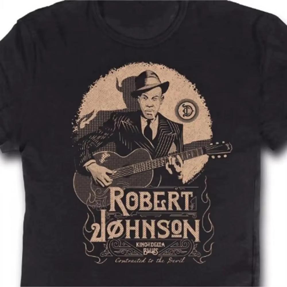 2026 Summer New Robert Johnson Legend Tshirt Highquality Casual Comfortable and Breathable Mens Printed Roundneck Tshirt