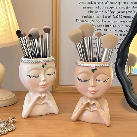 Цветочный горшок в виде лица в стиле Love Girl Head Plant Pot Small Lady Face Planter для суккулентных комнатных и уличных растений, центральный элемент рабочего стола для домашней жизни