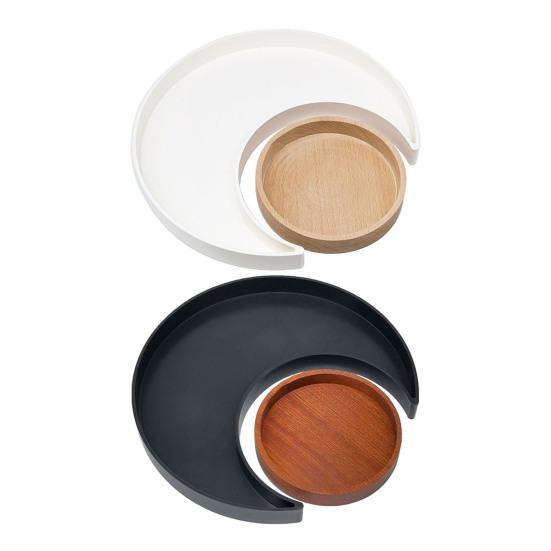 2 шт. Подставка для хранения украшений в виде солнца и луны, многоцелевой деревянный поднос для украшений, декоративная тарелка для безделушек, аккуратный органайзер для стола