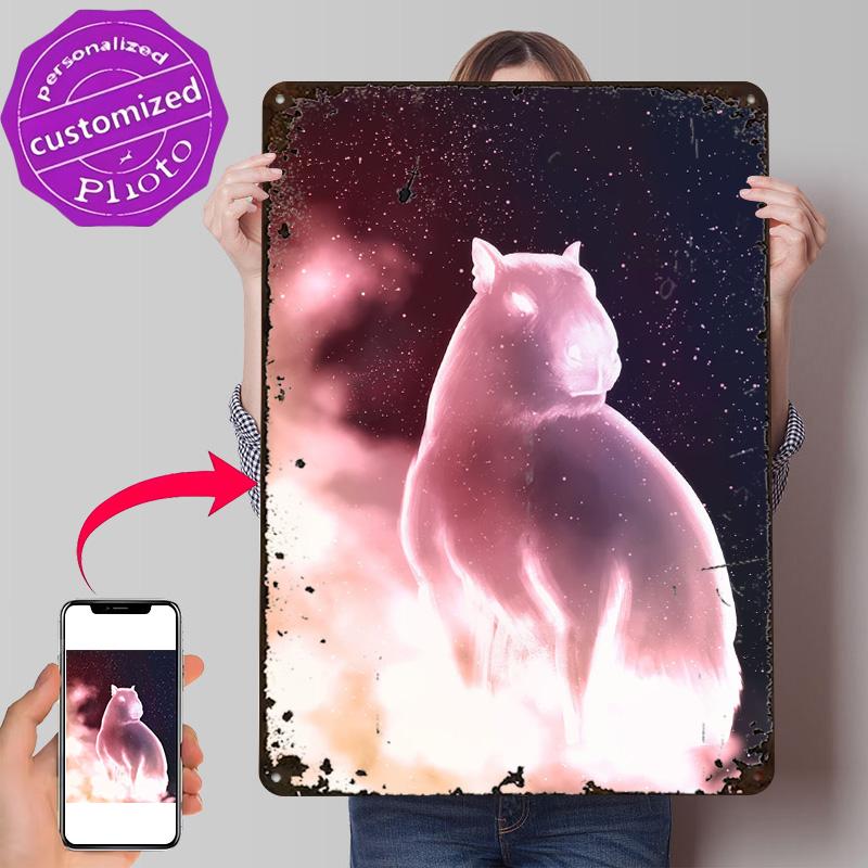 Stellar Capybara D Printed Texture Poster Personalized Wall Art Retro Metal Tin Signs for House Modern Home Decoration Luxury