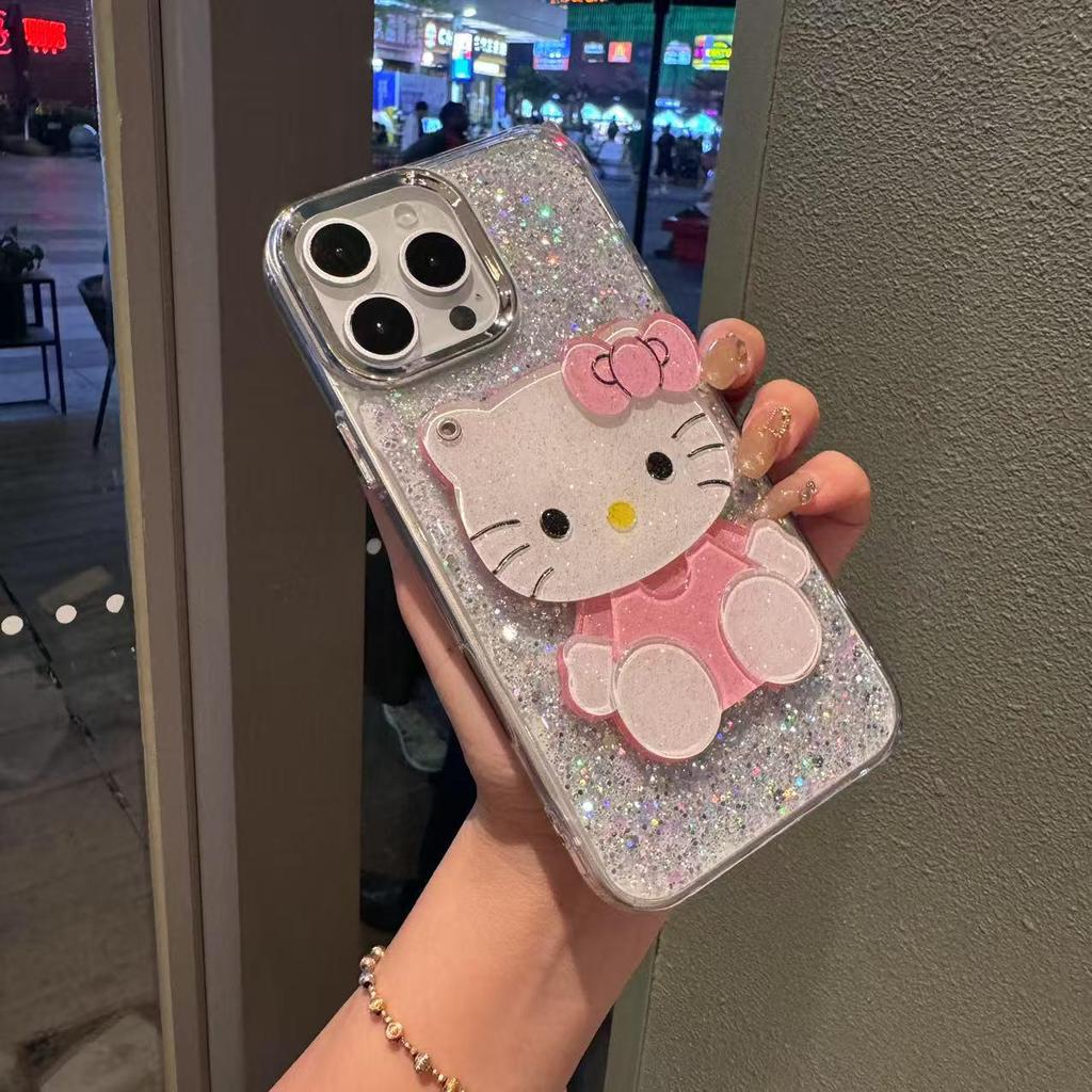 Полностью защищенный от падений смоляной чехол для телефона для iPhone 13/14/15ProMax/16/17 - Мультяшный дизайн с зеркальным блеском
