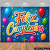 Двумерный фон "С Днем Рождения" Feliz Cumpleaños - Цветные Звезды и Шары Баннер для Украшения Детского Дня Рождения