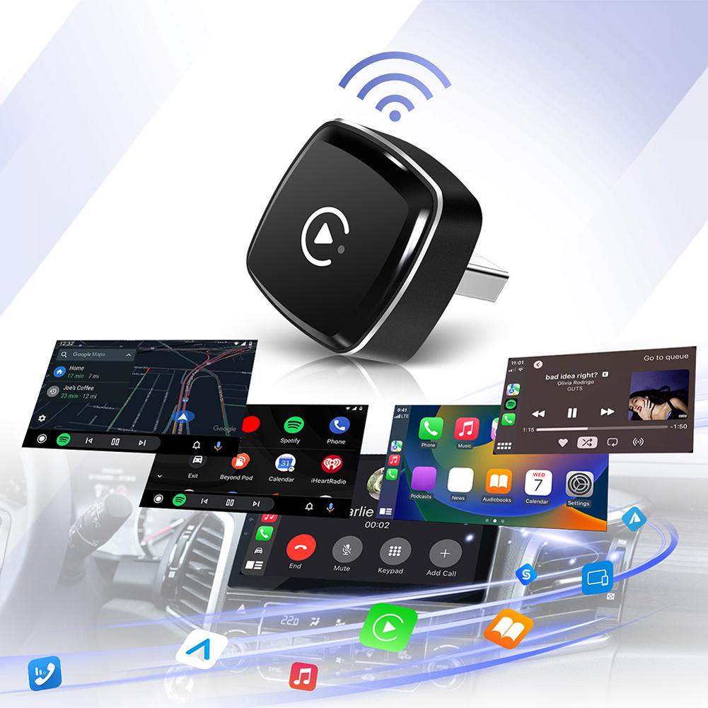 2-в-1 Беспроводной адаптер CarPlay Android Auto Smart Box Преобразователь проводного в беспроводной Умный USB-донгл для автомобилей с заводским проводным CarPlay