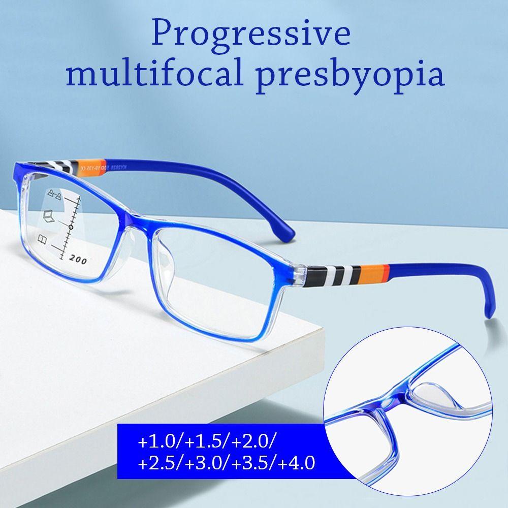 Multifocal Anti-Blue Light Reading Glasses Progressive Near Far Blue Ray Blocking Square Eyeglasses Eye Protection Ultralight