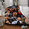 Football Superstar Multi‑Image Collage Flannel Throw Blanket, Soft Warm Cozy Bed Sofa Cover for Sports Fan Home