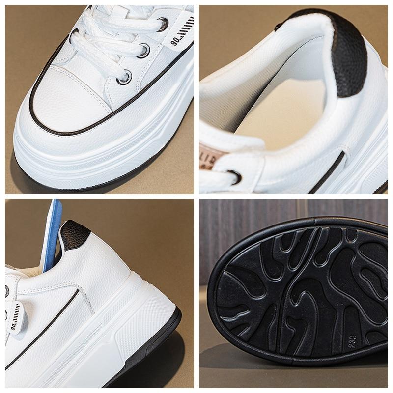 Fujin/женские повседневные дышащие кроссовки на массивном каблуке из натуральной кожи на скрытом каблуке 9 см, модная летняя обувь на платформе, вулканизированная обувь