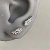 Stainless Steel Fashion Zircon Wing Stud Earrings for Women Man Silver Color Shiny Crystal Creative Angel Wings Studs Jewelry