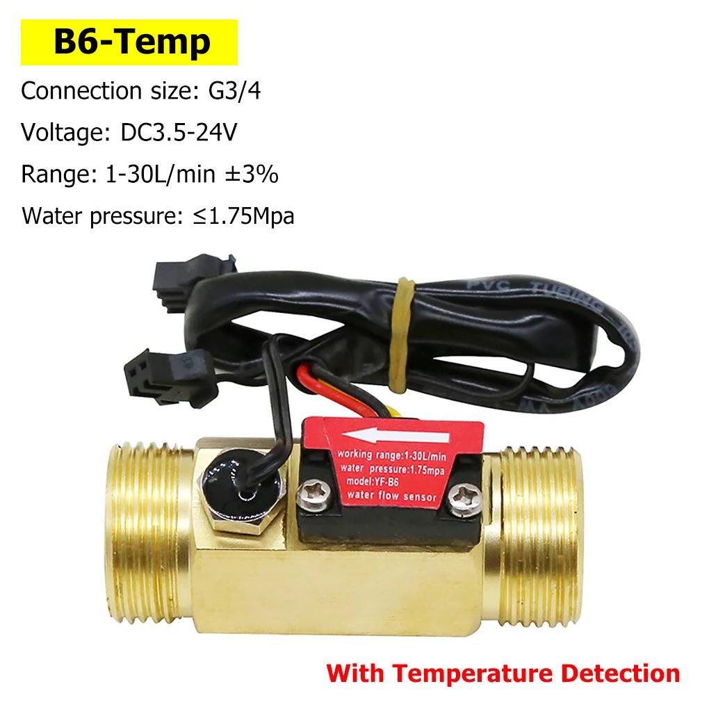 Hall Water Flow Sensor G1/2 G3/4 G1 Brass Flow Meter Electromagnetic Pulse Signal Output Liquid Flow Rate Sensor Indicator