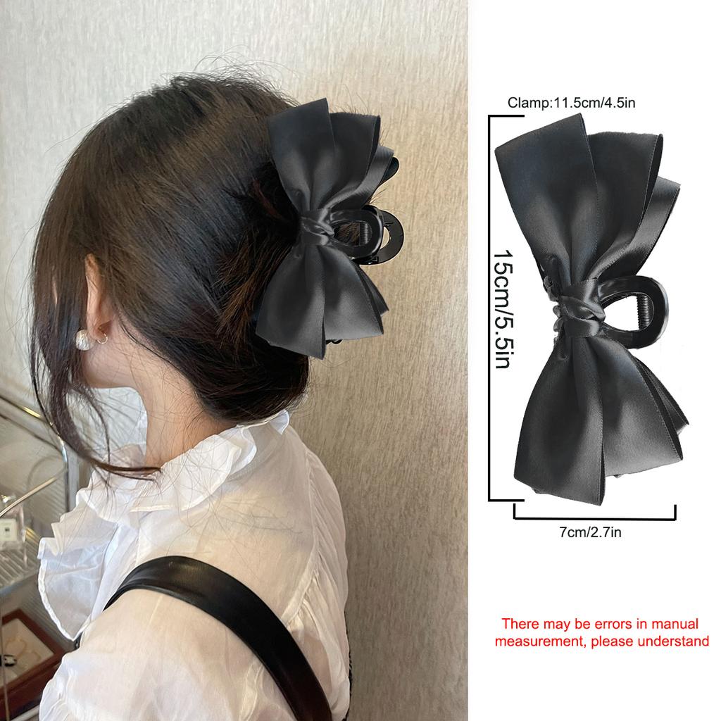 Seasonal Refreshing Edition Black Bow Clip Headwear Women's Large Hair Clip Versatile for Daily Use, Beautiful and Safe