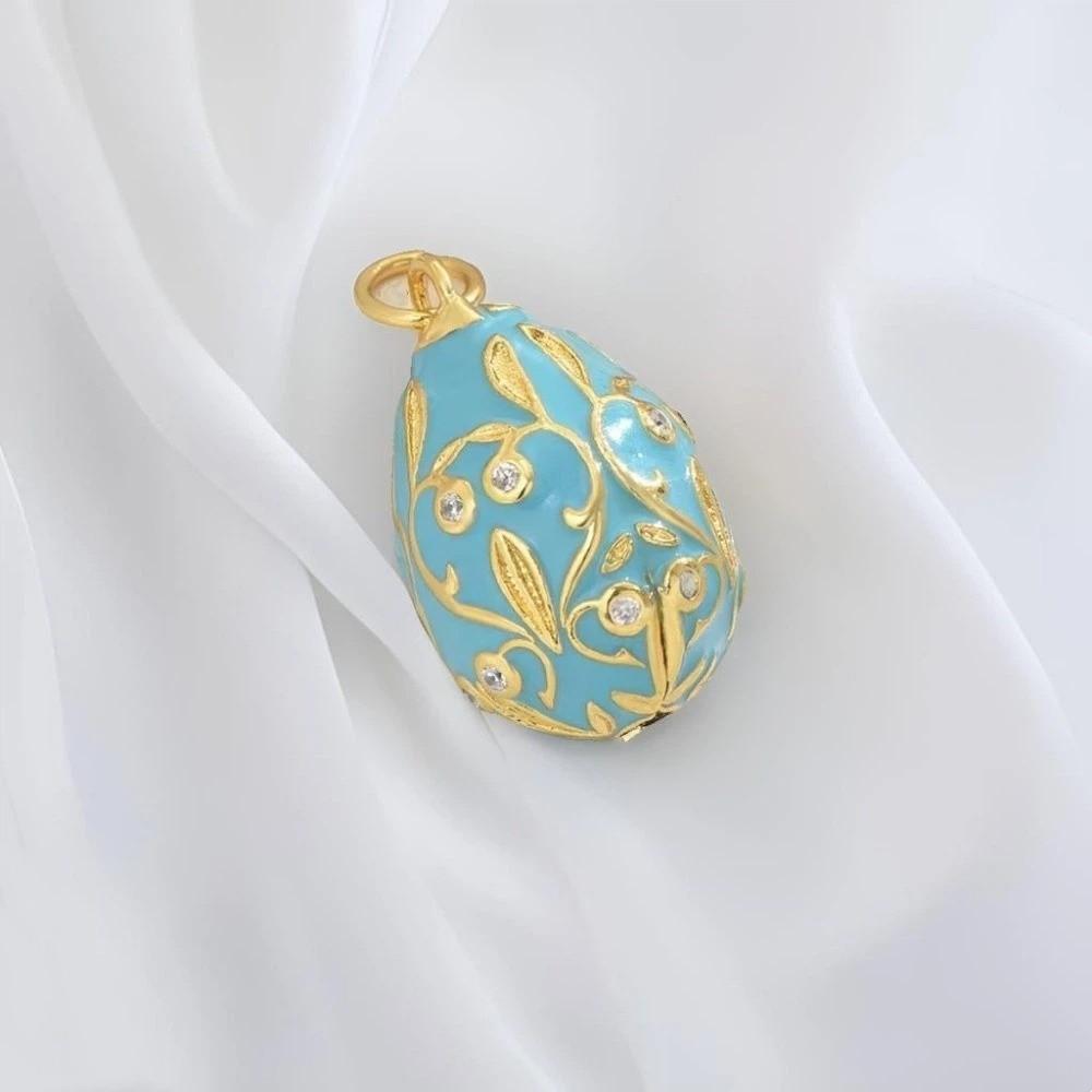 Bohemia Easter Egg Crystal Pendant Copper Necklace Pendant Colorful Enamel Pendant Ladies