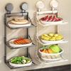 Kitchen Suction Cup Folding Storage Rack Household Multi-Layer Pot Rack Wall Mounted Storage Rack Carbon Steel Material