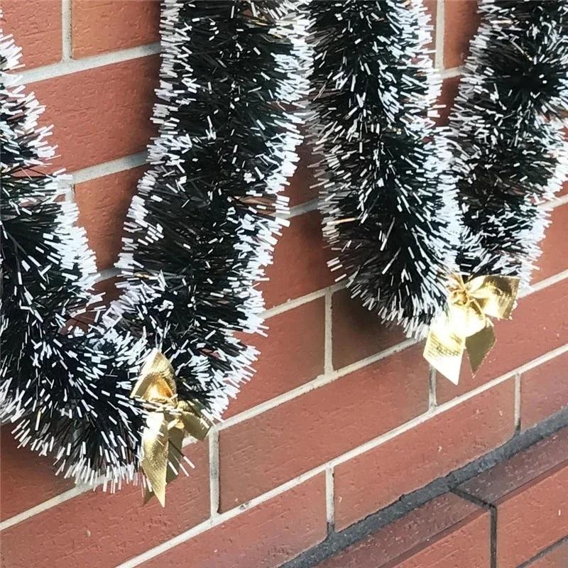 2M Green and White Border Christmas Decoration Bar Top Ribbon Wreath Tree Drop Ornaments Cane Wire Festive Party Supplies
