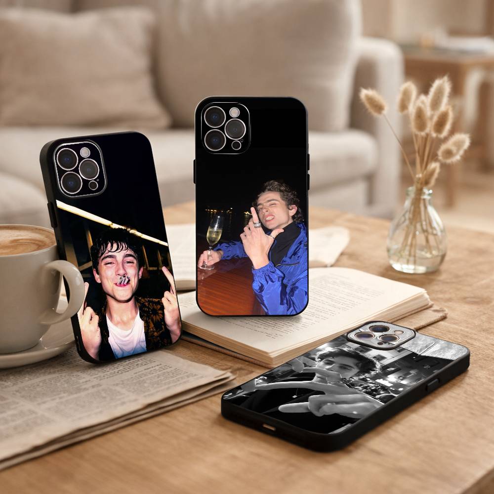 Actor T-Timothee Chalamet Phone Case For iPhone17,16,15,14,13,12Plus,Pro Max,XS,5G Soft Silicone Black Cover
