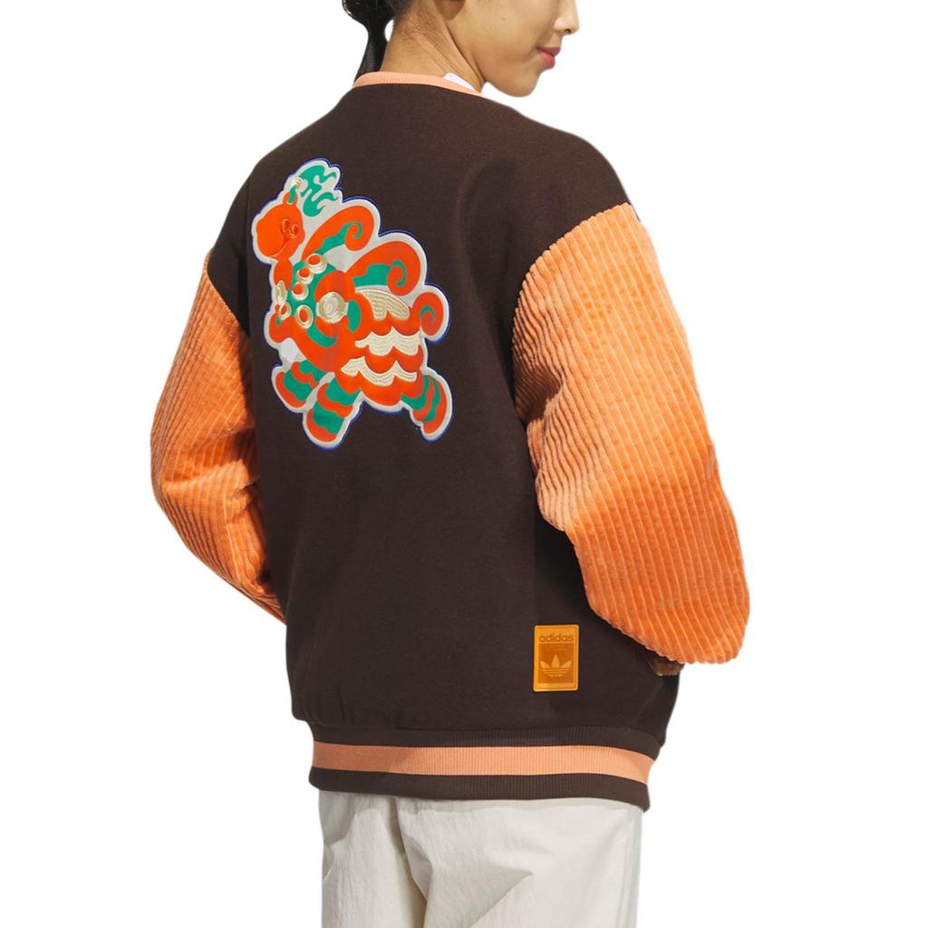 adidas Originals X Melting Sadness Trefoil Однобортная бейсбольная куртка с китайским новогодним рисунком и аппликацией кролика, унисекс, верхняя одежда HY7247