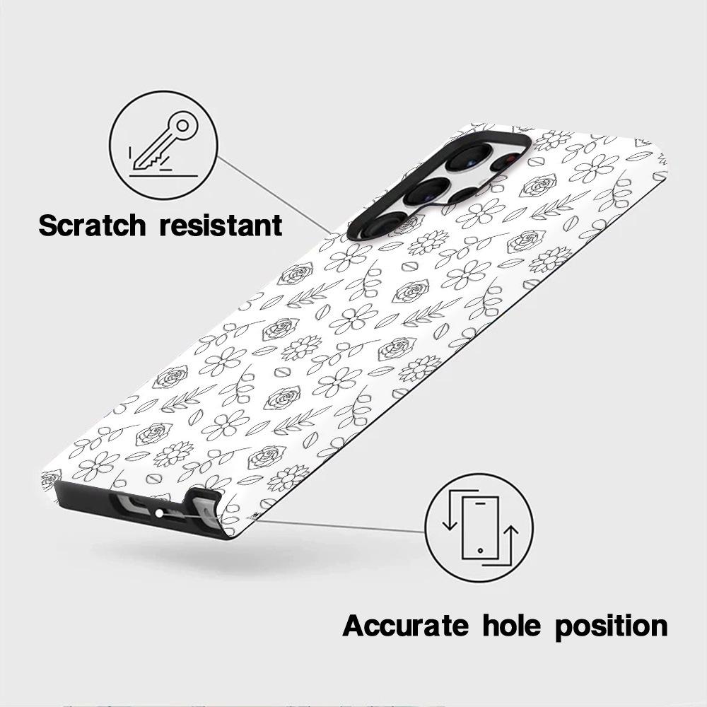 Неветер эскиз линия цветок чехол для мобильного телефона Samsung S24Ultra 2-в-1 чехол с пленкой S25 противоударный защитный чехол
