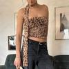 Summer New Leopard Print Sexy Strapless Blouses Women Sleeveless Slash Neck Casual Shirts for Women Fashion Street Y2K Slim Backless Shirt Tops 26261