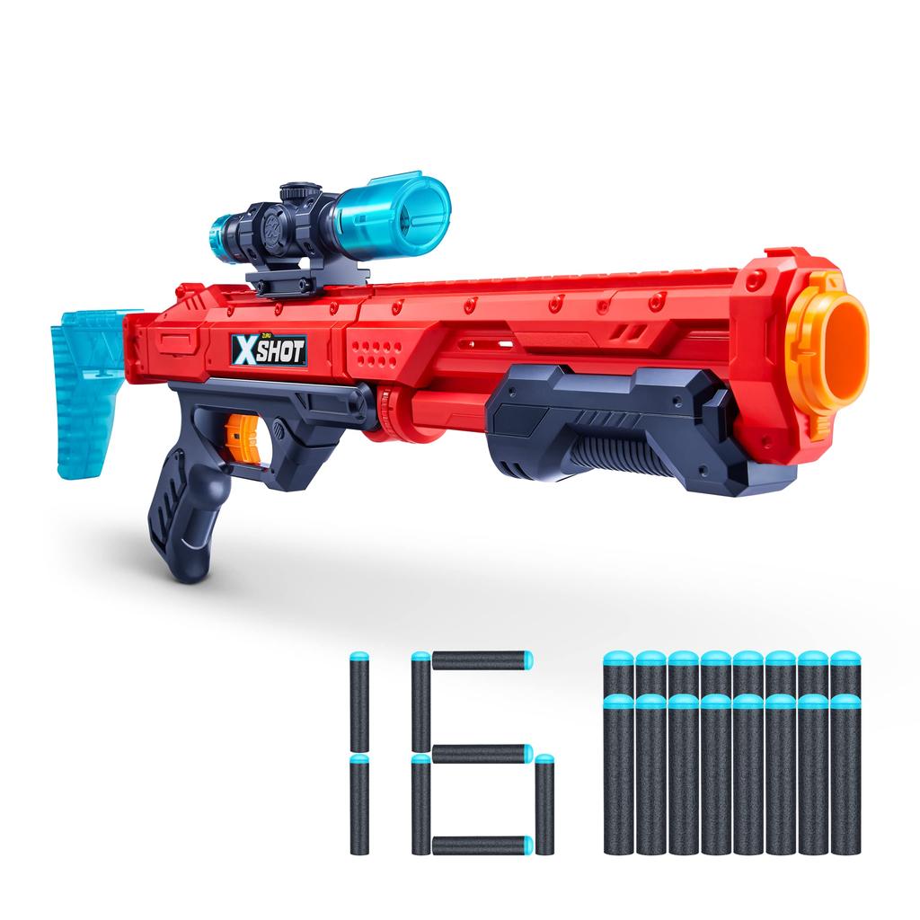 Игрушка-бластер ZURU XSHOT Excel Hawk Eye с 16 дротиками, поролоновыми дротиками, 36435, Оригинал