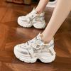 Папины кроссовки женские 2025 лето новые универсальные модные полые сетчатые спортивные повседневные кроссовки на толстой подошве женская обувь