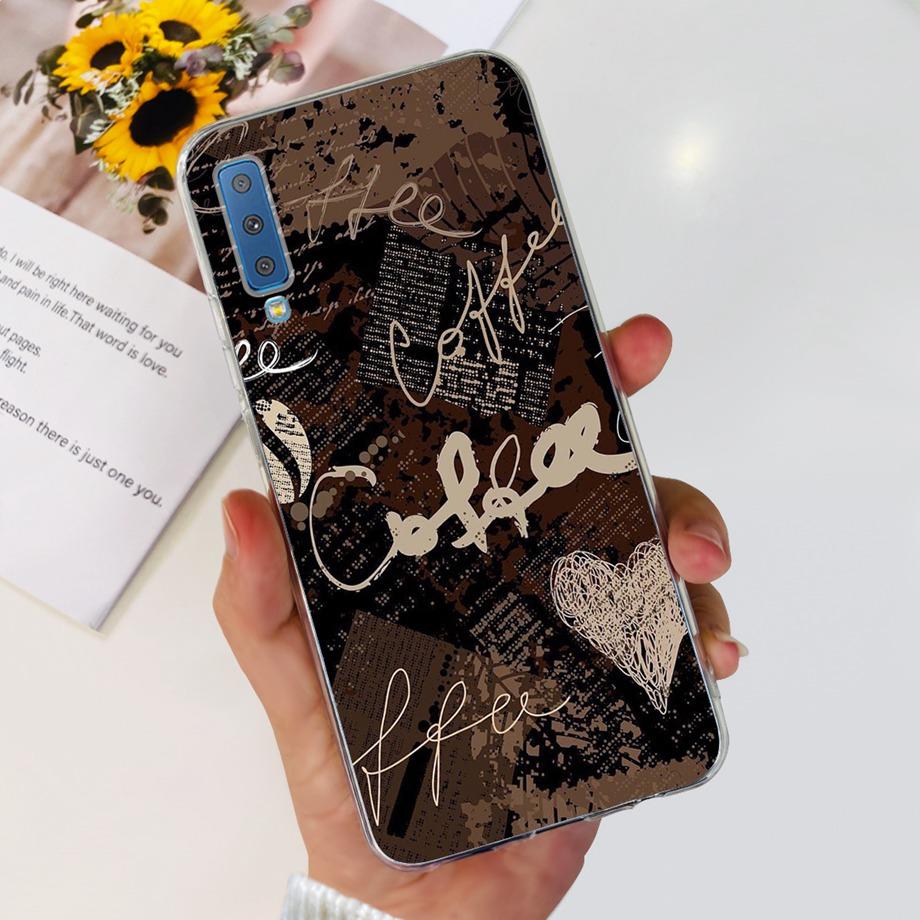 Luxuly Clear Silicone Back Cover For Samsung Galaxy A7 2018 Case 6.1" SM-A750F Bumper Fundas Soft TPU Women Fashion Rose Flower