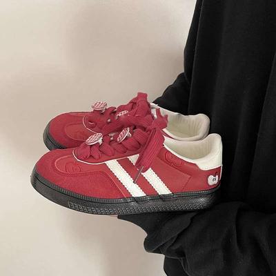 Красные туфли Dexun женские весенне-осенние новые на плоской подошве женские туфли повседневные туфли дышащие велосипедные туфли Dexun