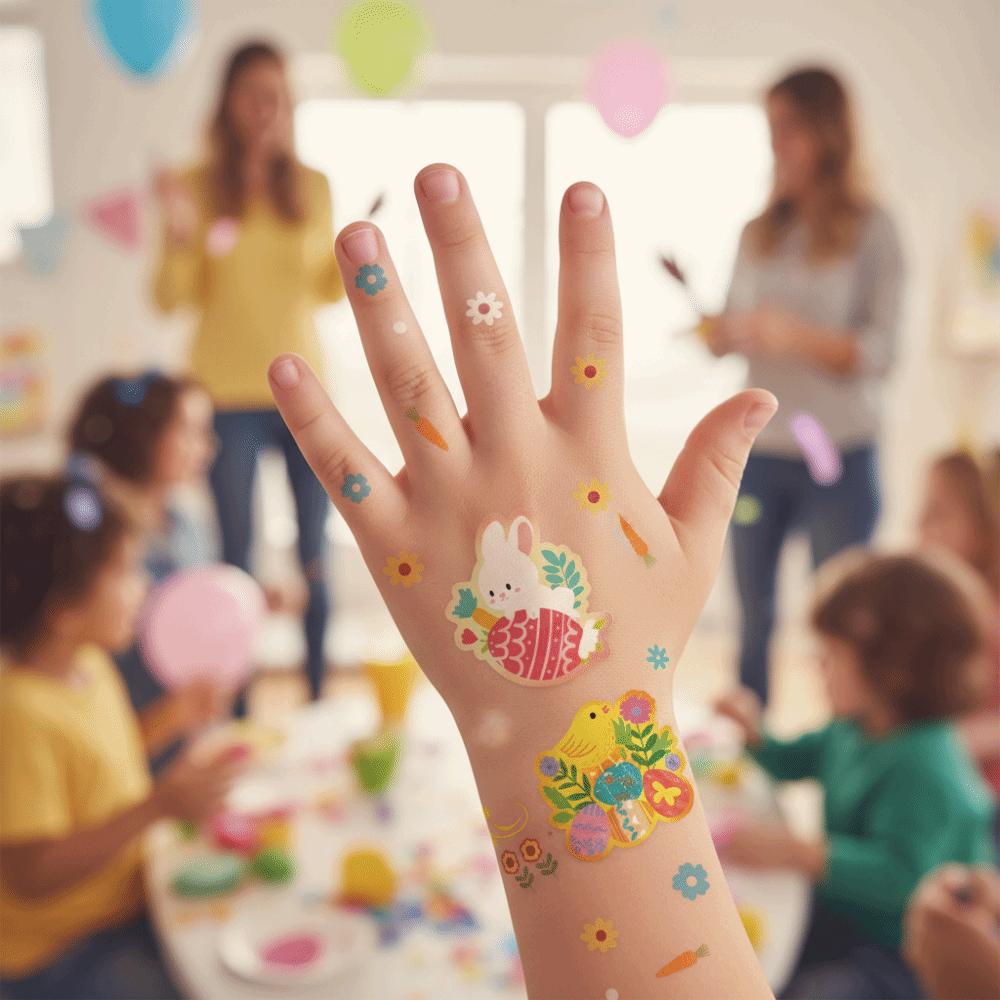 Wrist Arm Face Leg Face Temporary Tattoo Rabbit Carrot Eggs Flower Freckle Tattoo  Easter Day
