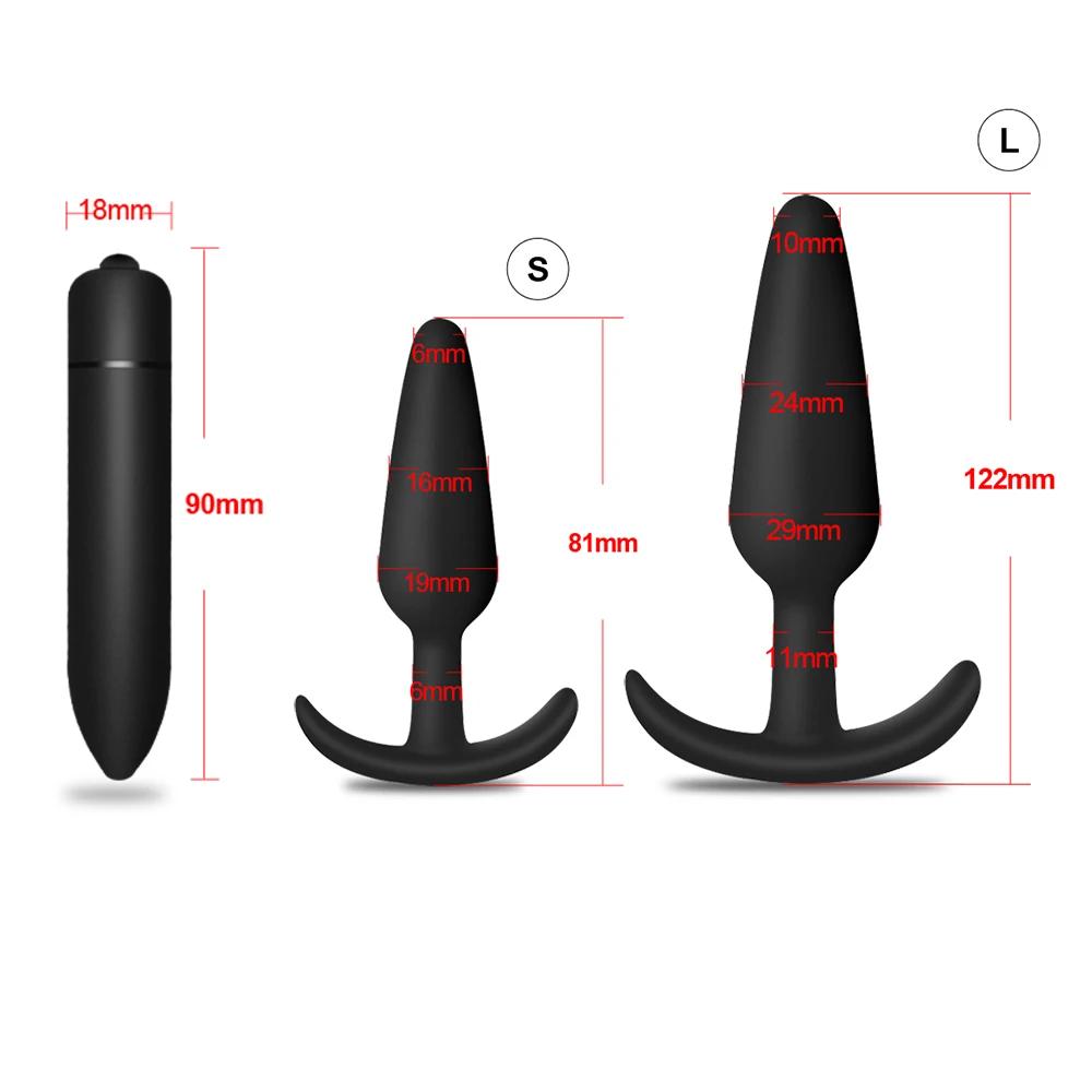 4pcs/set Beginner Butt Plug for Men Silicone Anal Plug Prostate Massager Bullet Vibrator Adult Goods Sex Toy for Men Women Gay