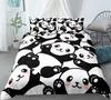 3D Cartoon Panda Duvet Cover Set Cute Panda Comforter Cover Bamboo Black White Bear Polyester Bedding Set For Boys Girls Teens