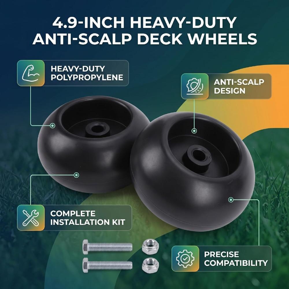 Durable Lawn Mower Deck Wheels PA Bolt On Kit Solid Riding Mower Wheels Lawn Mower Maintenance