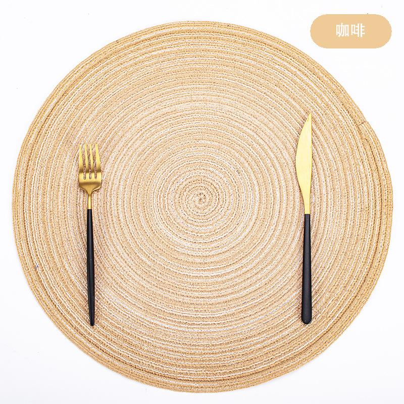 Cotton yarn thermal insulation mat, coaster, western food mat, dining table mat, anti-scalding Japanese-style woven round Nordic bowl