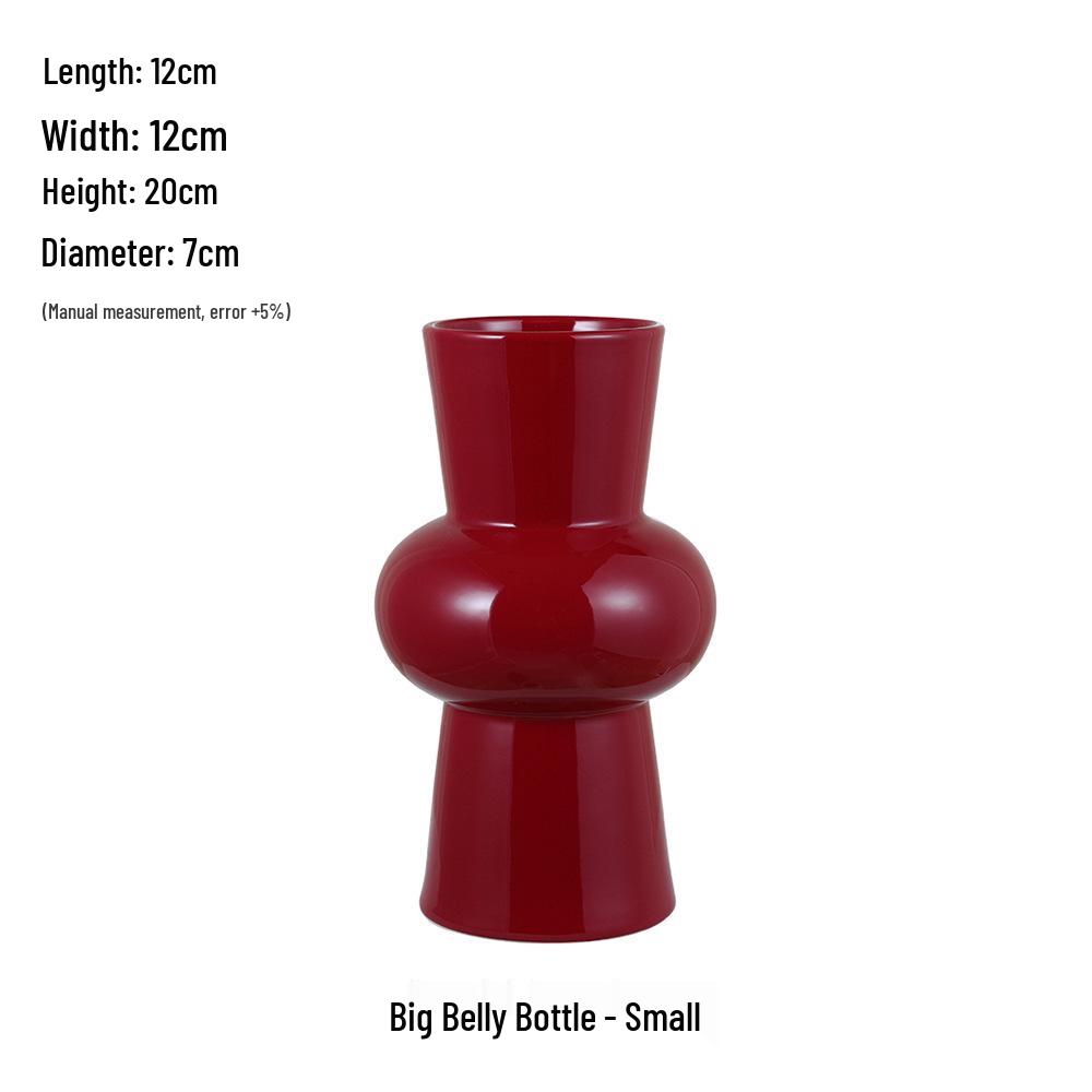 Китайская красная керамическая ваза середины века - Новогоднее специальное украшение для гостиной или свадебные композиции из шелковых цветов