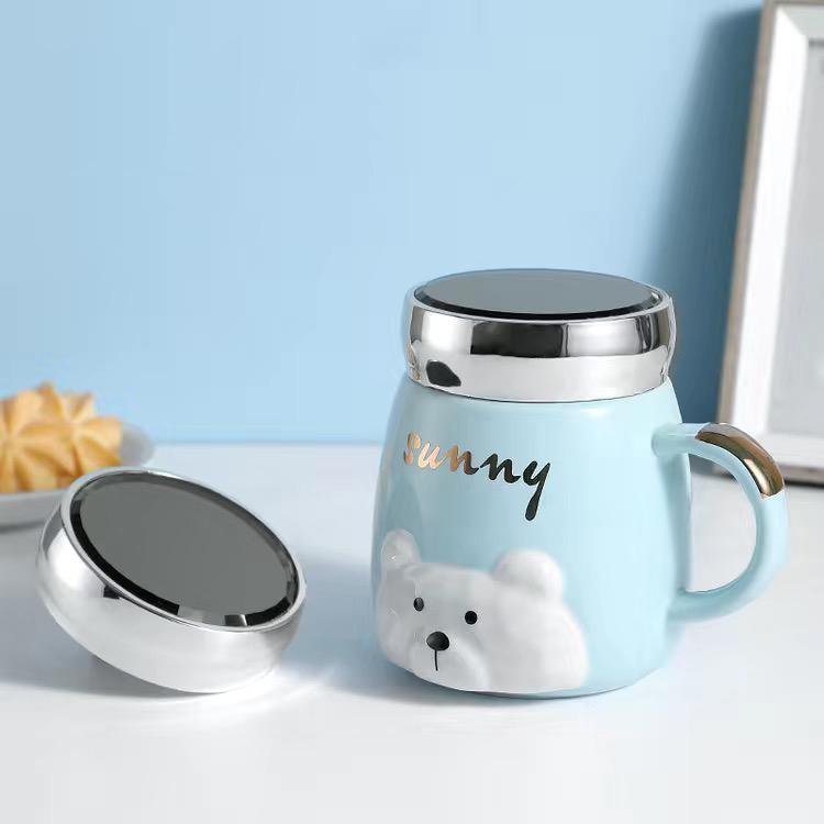 Простая кружка в скандинавском стиле, керамическая чашка для воды, зеркальная крышка, кружка, кофейная чашка, чашка для молока, большая вместительная чашка для питья