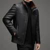 Новая зимняя утолщенная куртка из натуральной кожи со съемной подкладкой и мехом, универсальная кожаная куртка для мужчин среднего возраста