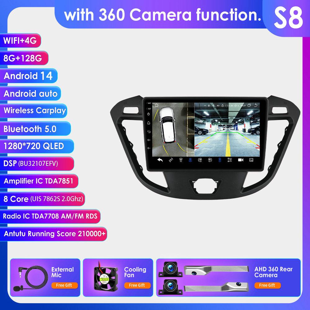 9" Android 15 4G+64G Car Stereo Carplay Android Auto GPS Wifi RDS Bluetooth For Ford Transit Custom 2012-2021 Touchscreen 2Din