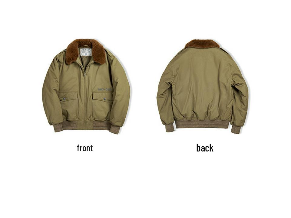 Maden Workwear B10 Ретро Бомбер - Мужская Зимняя Хлопковая Куртка с Меховым Воротником-Лацканом