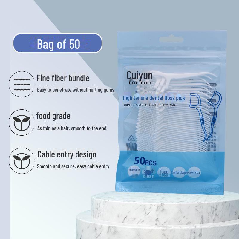 Ультратонкие высокоэластичные одноразовые зубные нити с зубочисткой для ухода за полостью рта