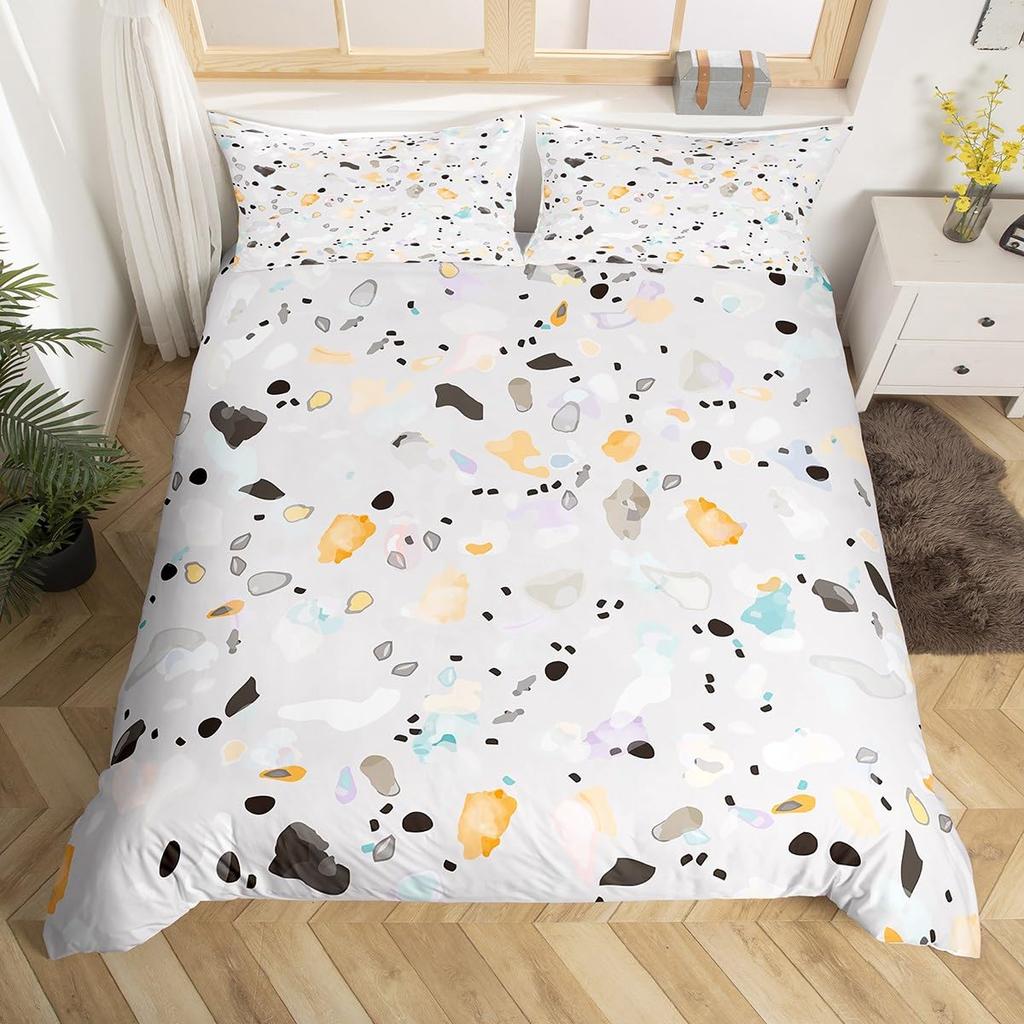 Colorful Modern Marbling Art Duvet Cover for Girls Women Girly Marble Bedding Set Rainbow Quilt Cover Watercolor Comforter Cover